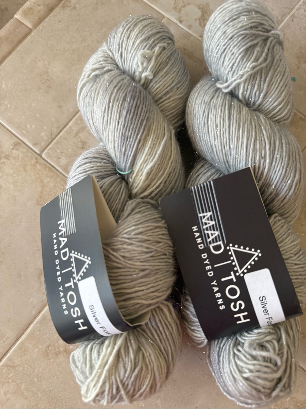 Silver Fox Light Silver Fox Yarn 2 Hanks with subtle sparkle